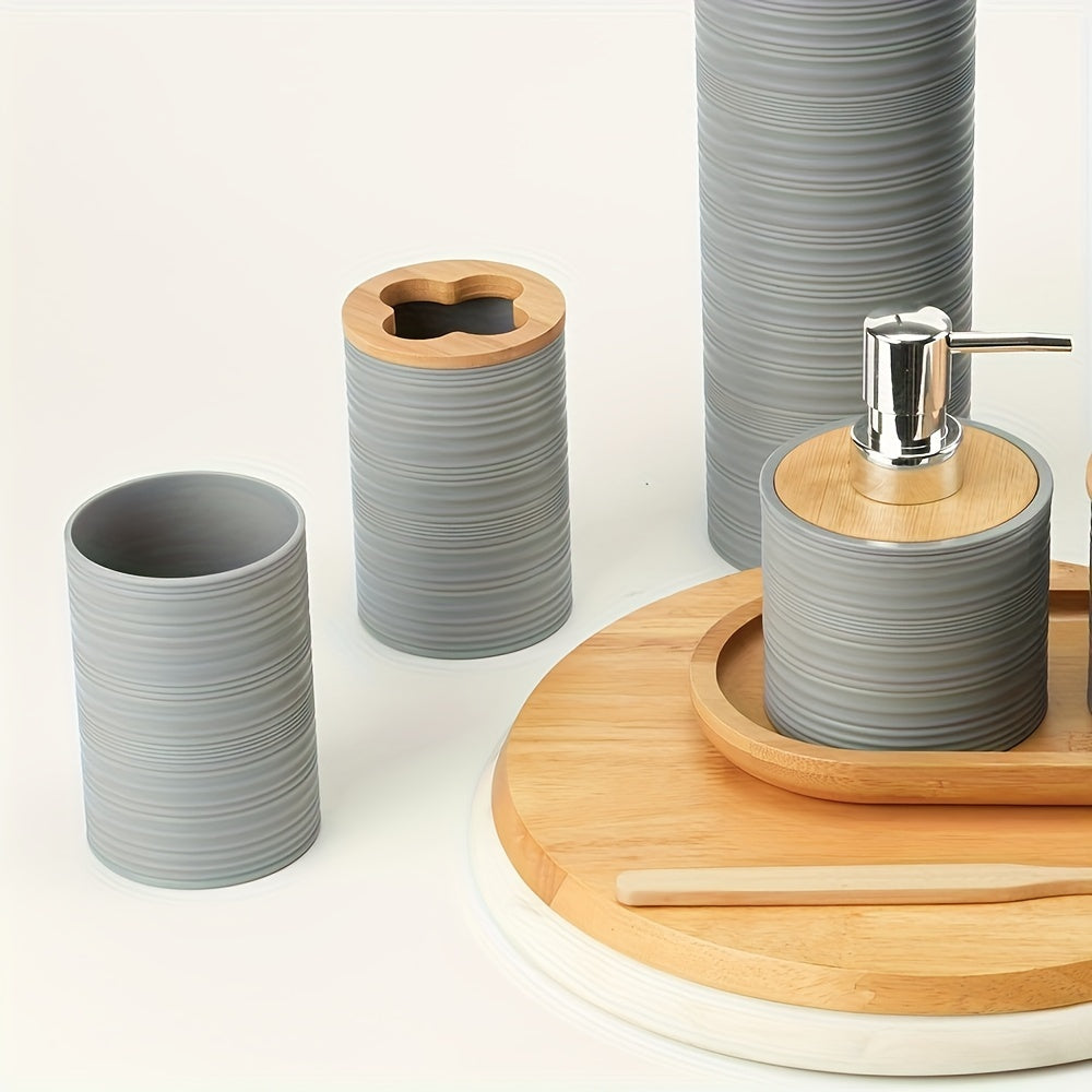 Set Bagno Moderno con Accenti in Bambù – Organizzato ed Elegante in Uno