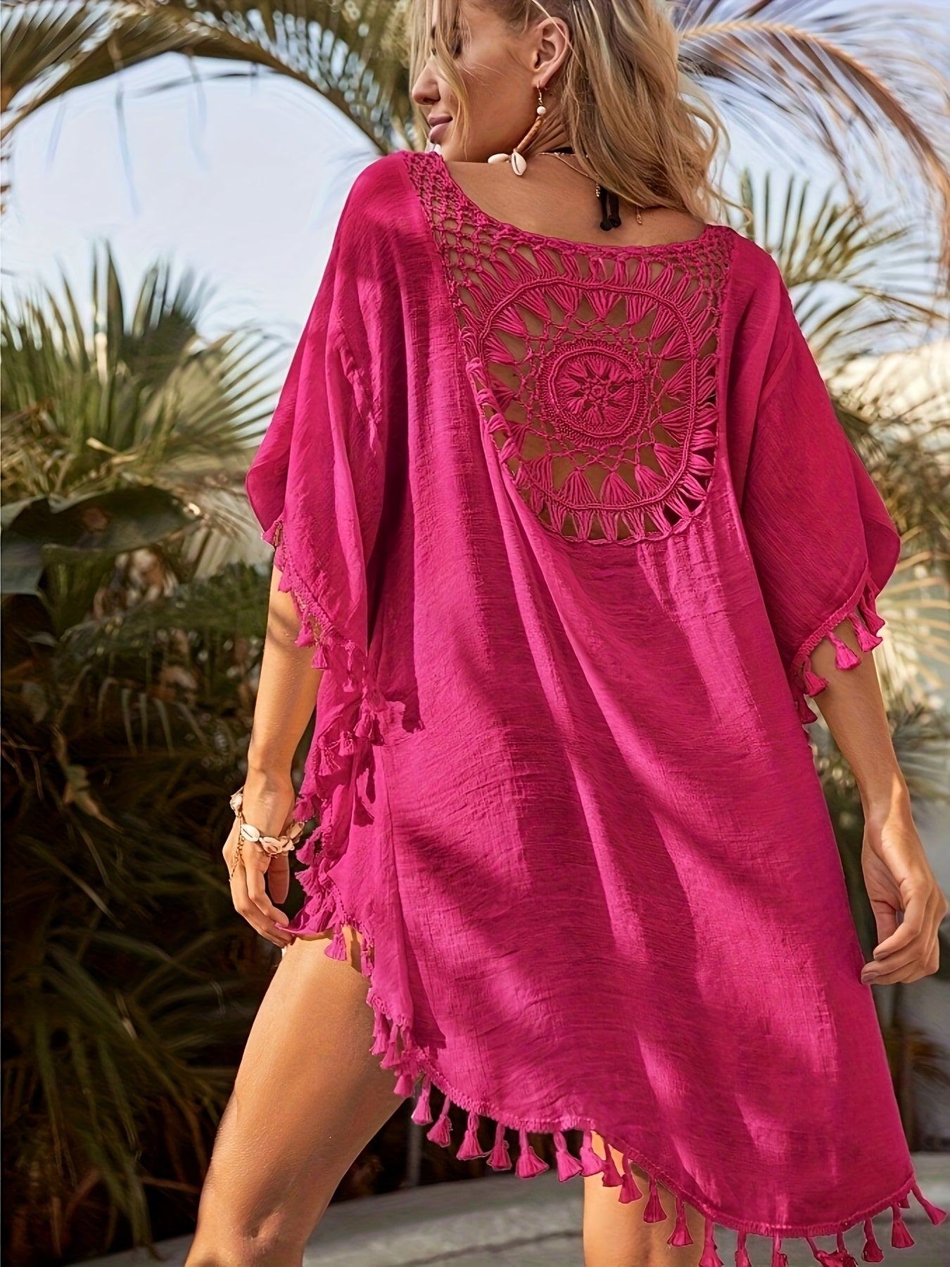 Tunica da Spiaggia Bohemien con Dettaglio all'Indietro all'Uncinetto - Elegante e Confortevole per l'Estate