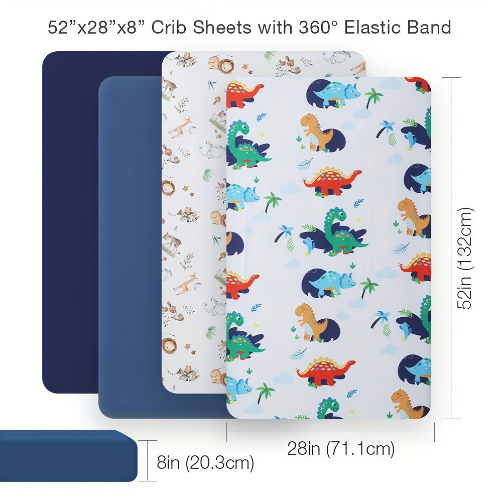 Lenzuola per Culla con Stampa di Animali Morbidi – Set da 4 Pezzi per Comfort e Stile nella Stanza del Bambino