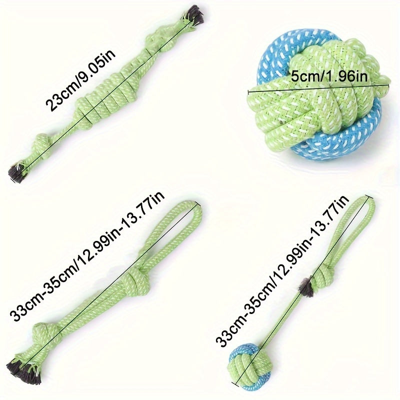 Set di Giocattoli per Cani in 4 Pezzi – Ideale per Masticare, Rosicchiare e Giocare