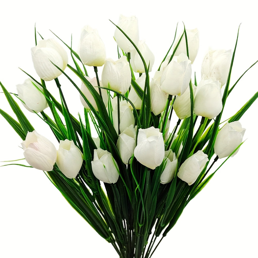 Set di 6 Mazzi di Tulipani Artificiali – Resistenti ai raggi UV e Realistici per Decorazioni da Giardino e Interni