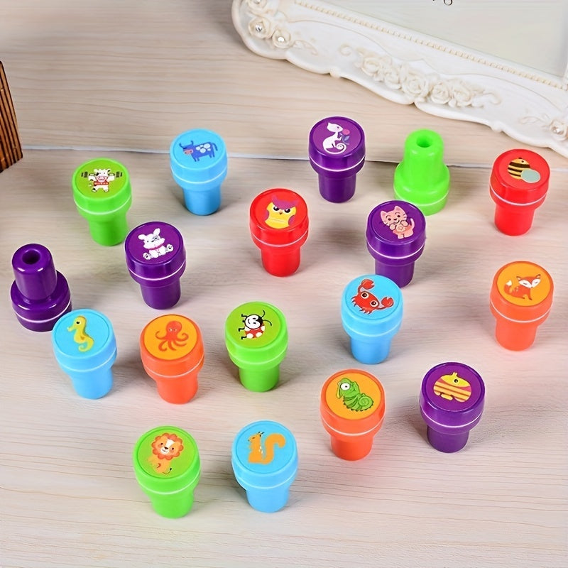 Set di Timbri Colorati di Animali – 26 Timbri Diversi per Creazioni e Educazione Creativa