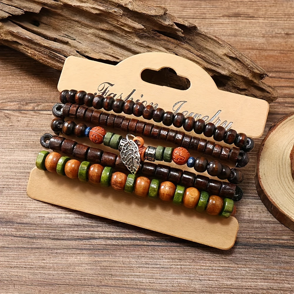 Set di Braccialetti in Legno Naturale - Per l'Uomo Forte
