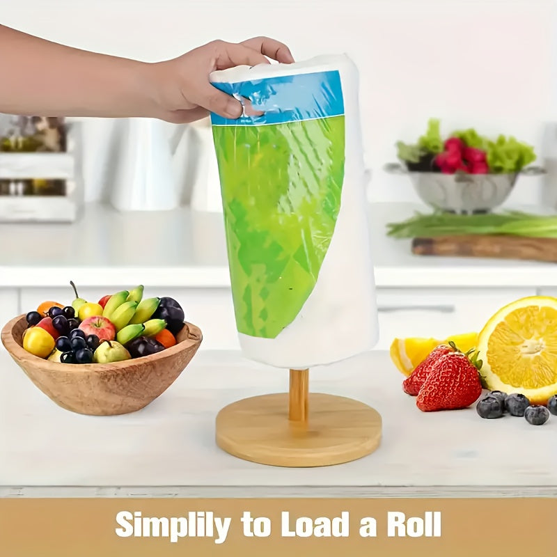 Portarotolo da Cucina in Bambù con Finitura Naturale – Elegante e Pratico per il Piano di Lavoro