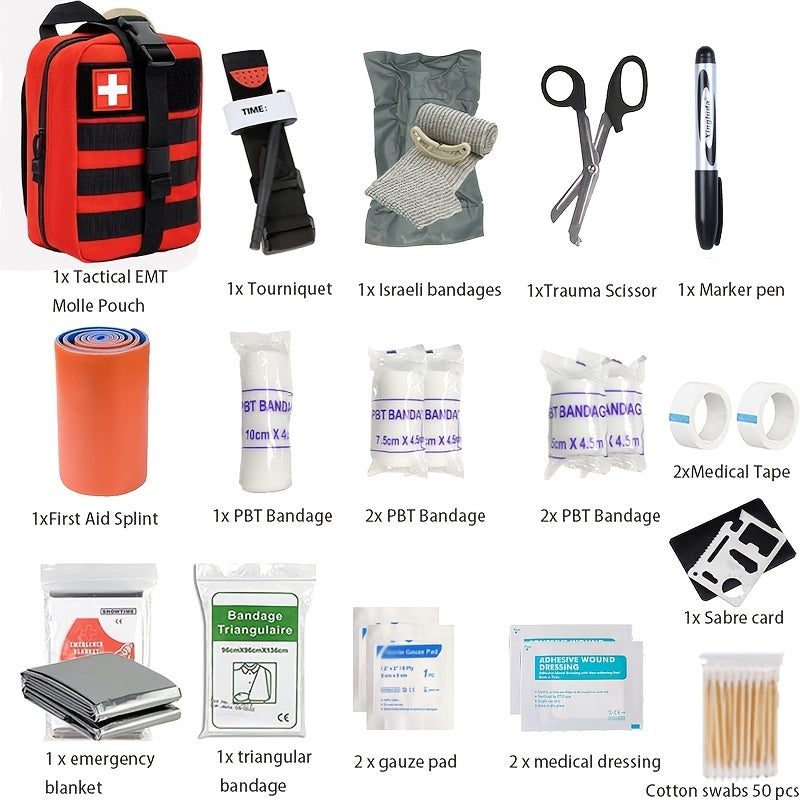 Kit di Pronto Soccorso Completo con Torniquet – Kit di Sopravvivenza Essenziale per Avventure