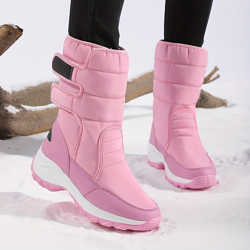 Stivali da Neve Mid-Cut per Donne – Stivali Invernali Caldi con Suola Antiscivolo e Chiusura a Velcro