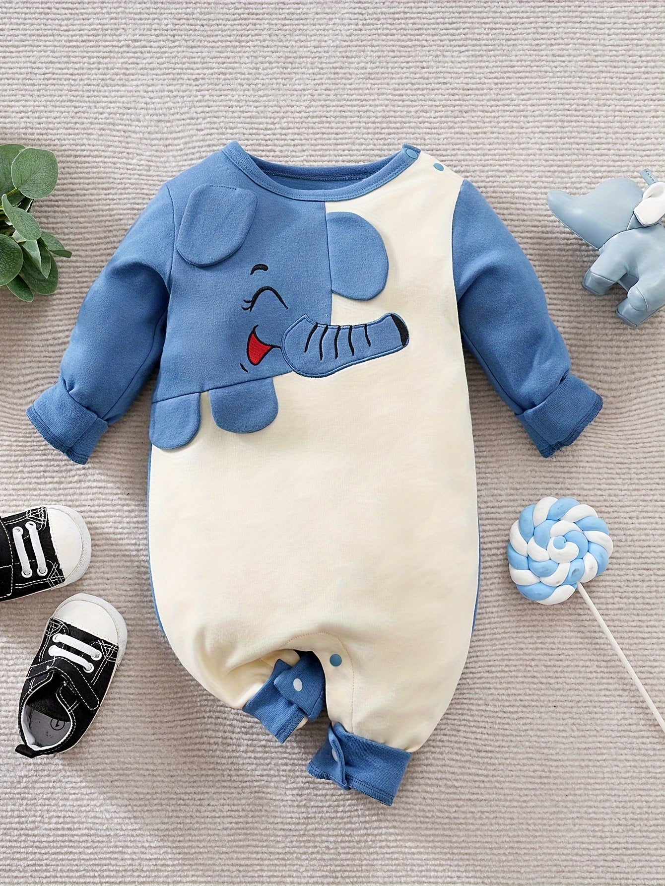 Body Elefante Carino per Neonati – Perfetto per Autunno e Inverno