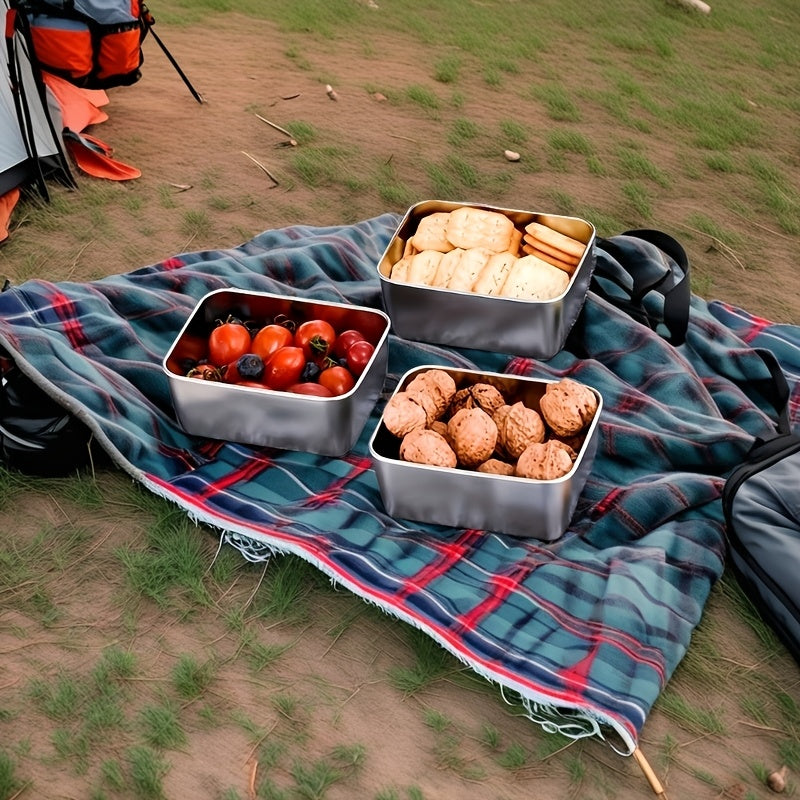 Set di Contenitori per la Conservazione degli Alimenti in Acciaio Inossidabile da 7 Pezzi – Contenitori Impermeabili e Impilabili per Casa o All'aperto