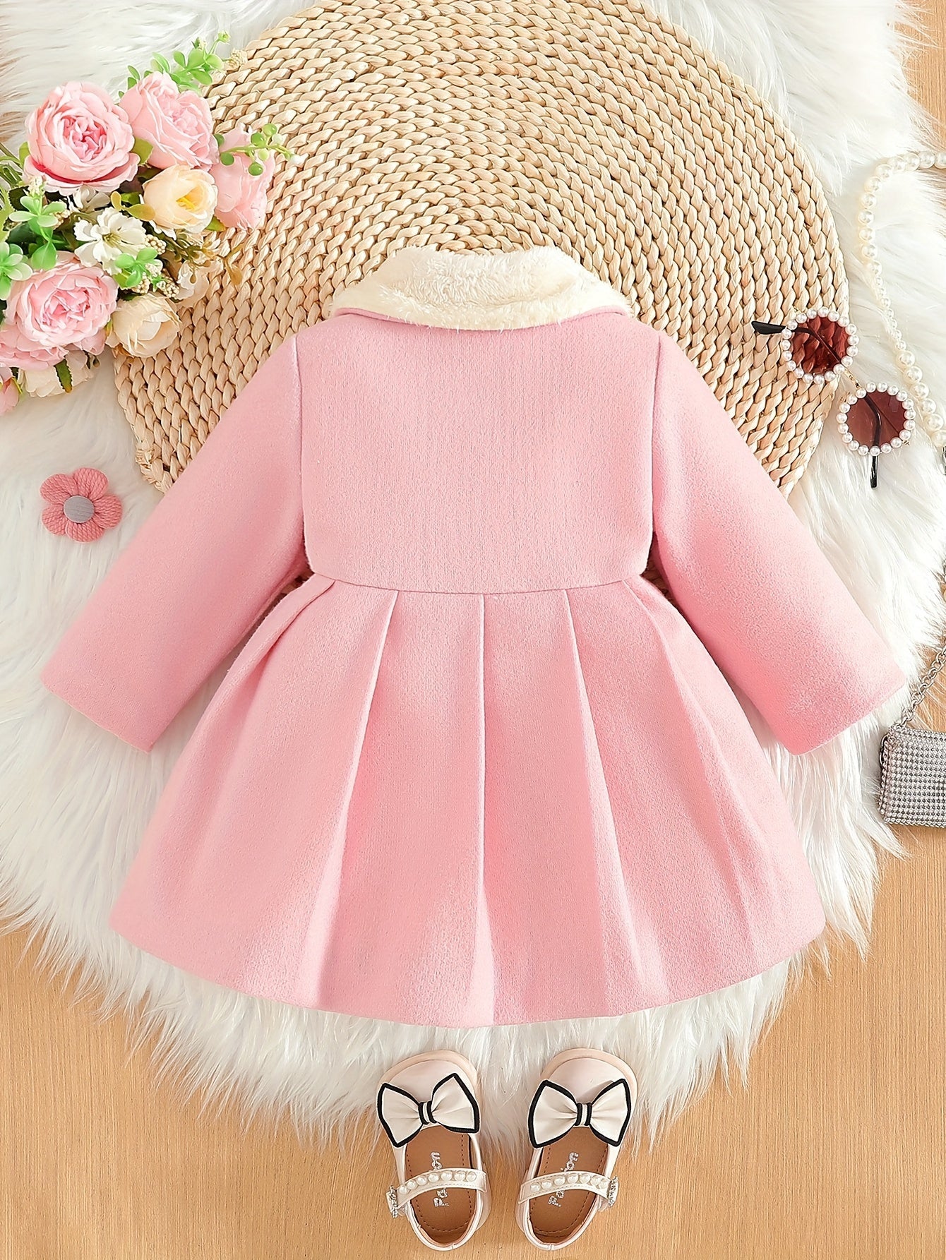 Giacca invernale per bambini - Elegante con Fiocco e Collo in Peluche per Giornate Fredde