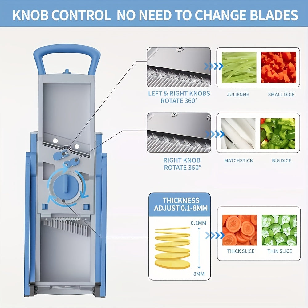 Affettatrice Multifunzionale per Verdure – Sicura, Regolabile e con Grande Capacità di Raccolta