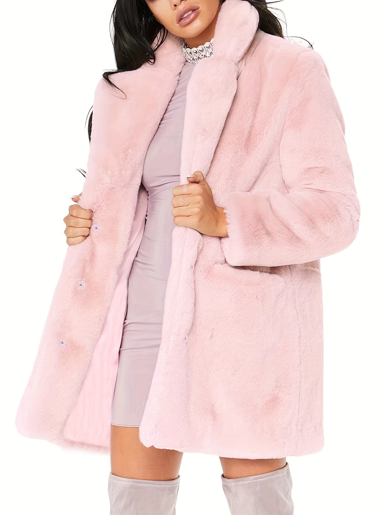 Elegante Giacca Invernale Midi in Pelliccia Sintetica per Donne - Stilosa e Calda per i Mesi Freddi