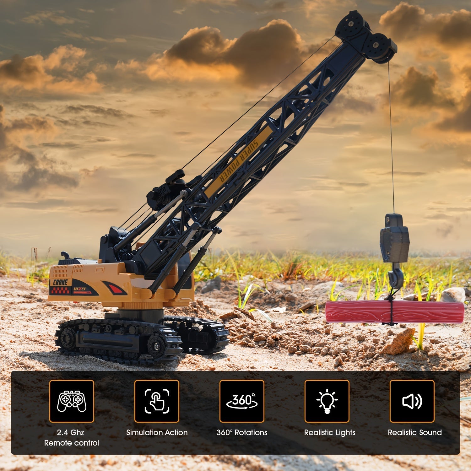 MegaLift RC Gru - Potente Gru da Cantiere Radiocomandata a 360°