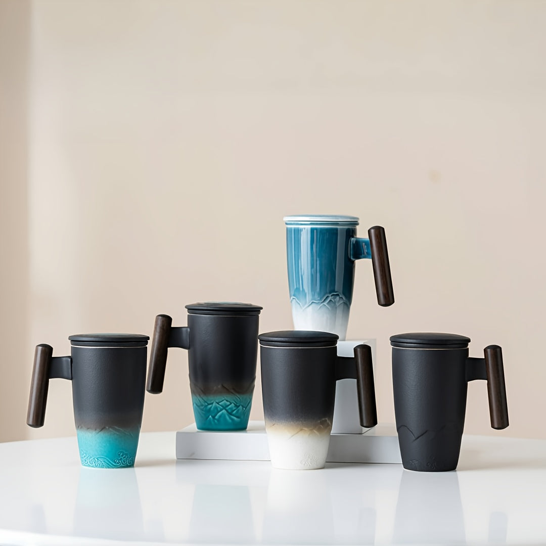 Tazza da Tè in Ceramica Fatta a Mano con Filtro – Design Autentico e Uso Pratico