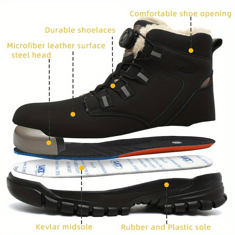 Stivali da Lavoro Sicuri per Uomini con Punta in Acciaio e Fleece – Resistente e Antipunctura