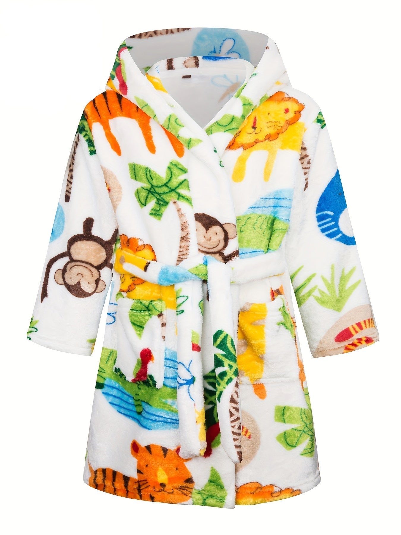 Accappatoio in flanella per bambini con stampa animale – Super morbido e comodo per ragazzi e ragazze