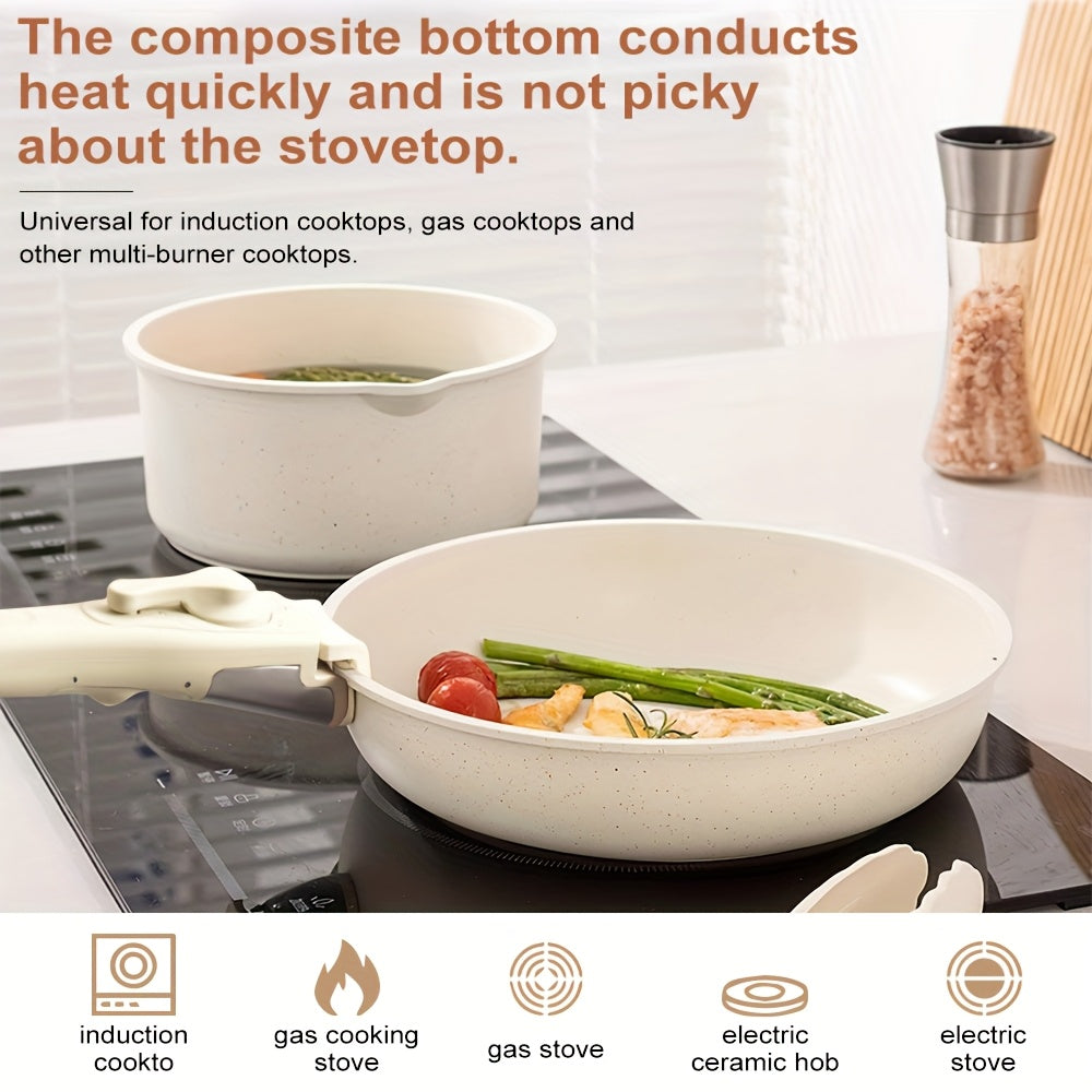 Set di Pentole in Ceramica da 17 Pezzi – Inclusi Manici Rimovibili e Pentola Frittrice Profonda