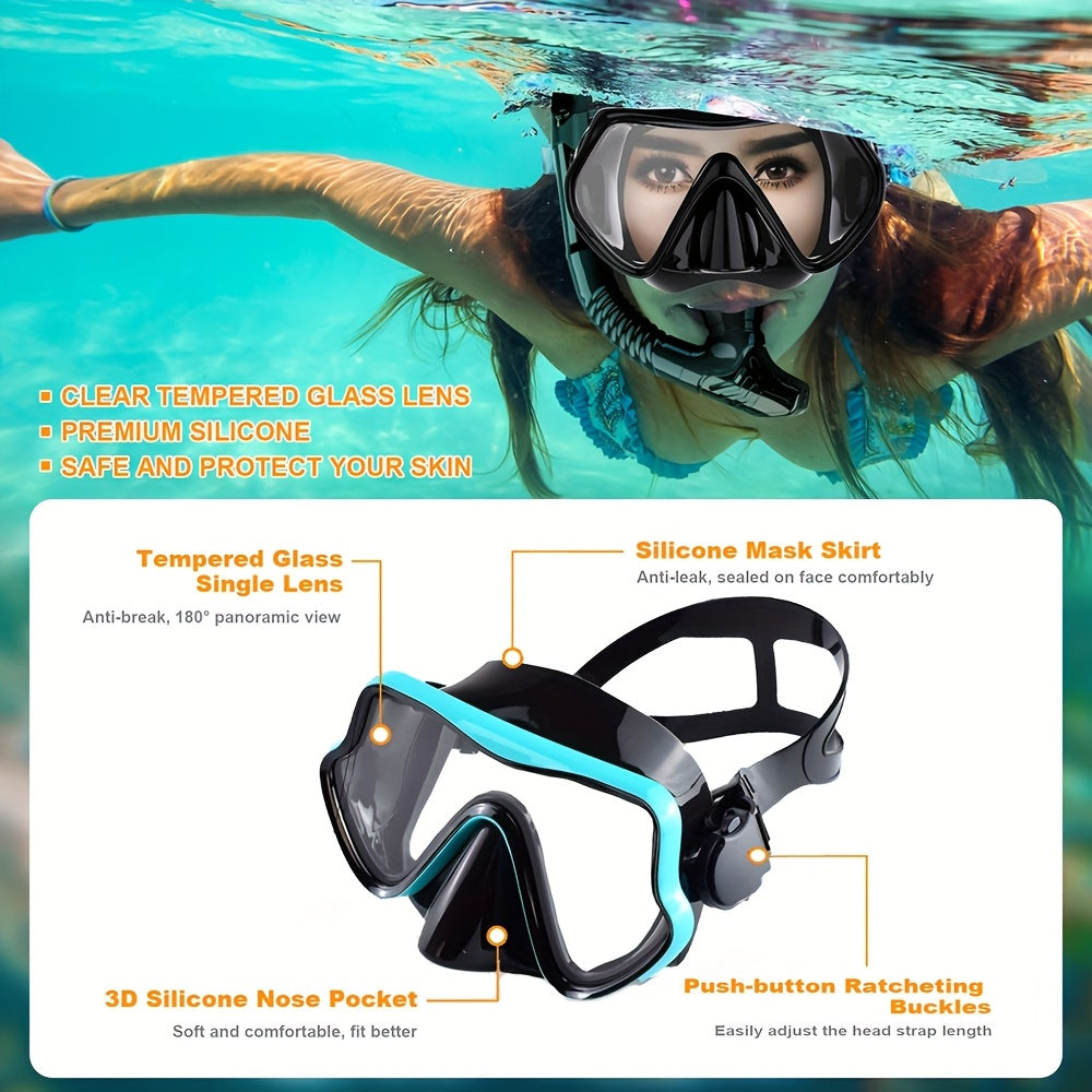 AquaClear Set da Snorkeling – Impermeabile, Confortevole e Con Ampia Visibilità
