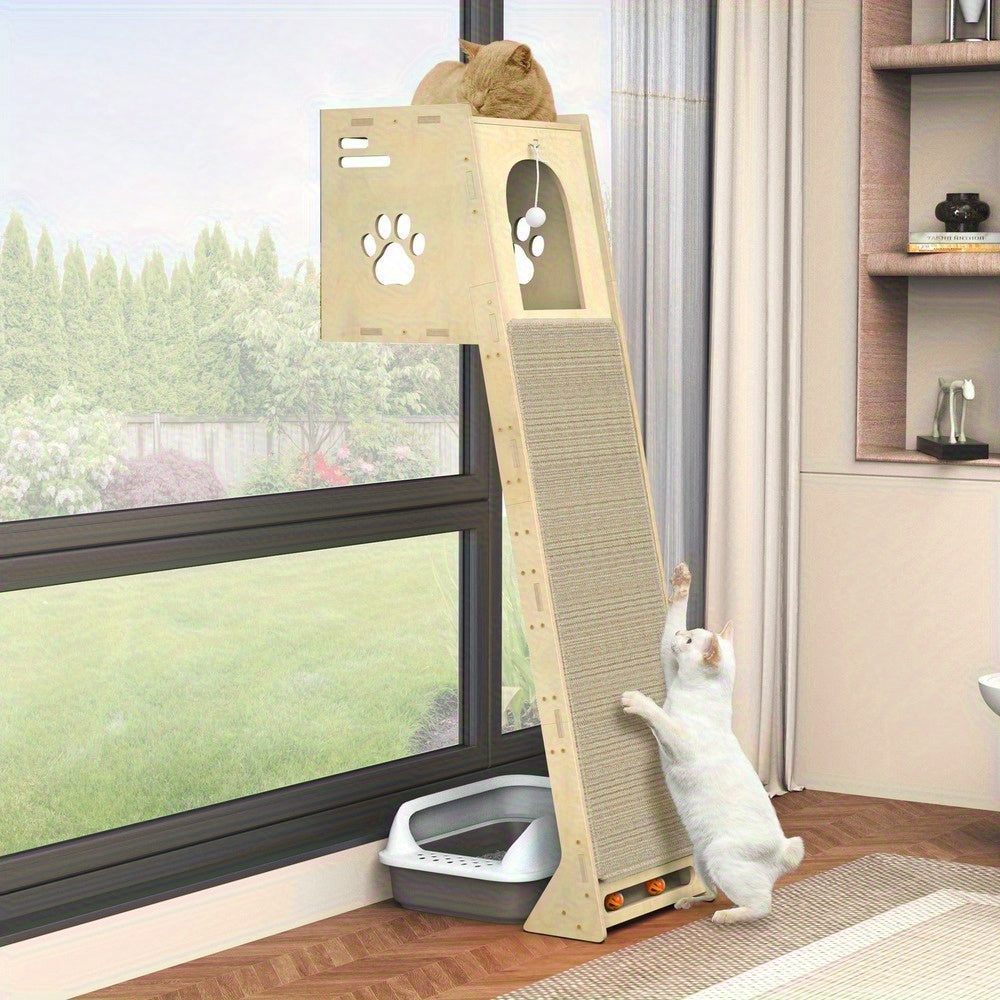 NatureClimb Casa per Gatti in Legno – Mobile Compatto e Giocoso