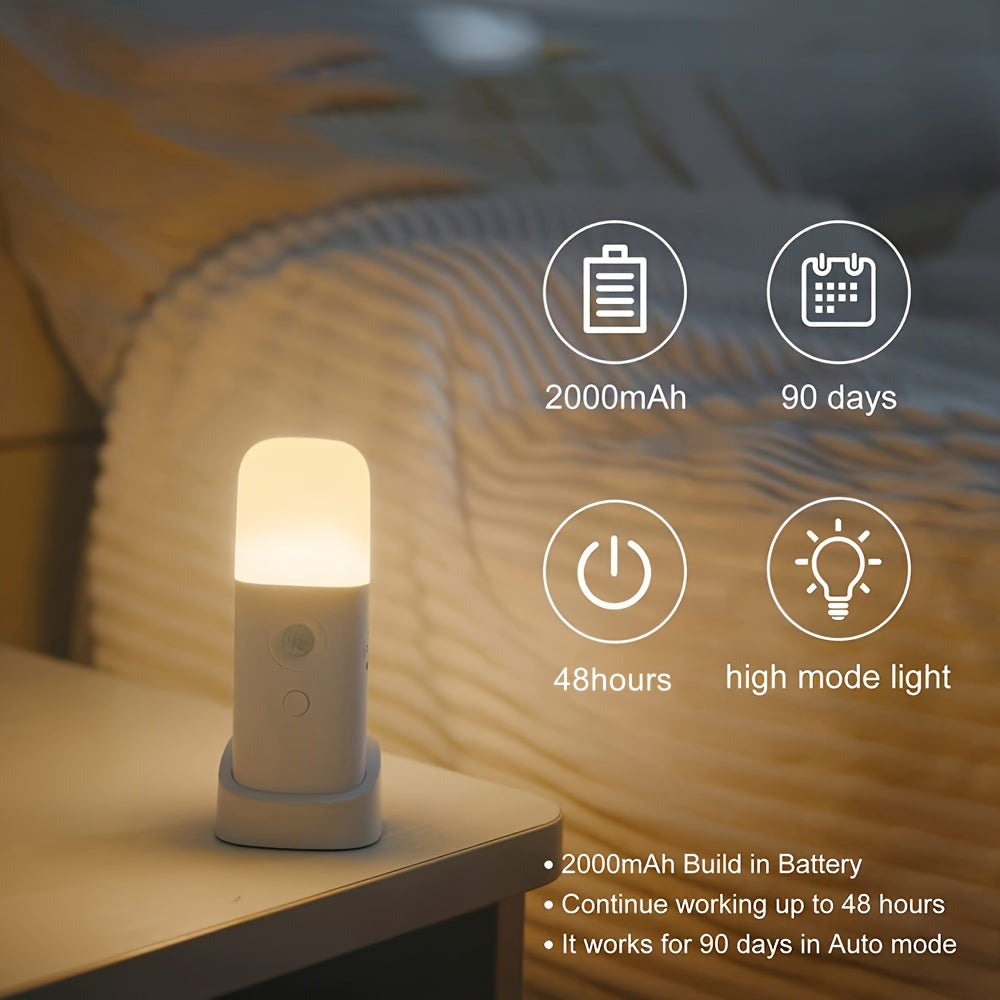 Lampada notturna LED con sensore di movimento – Ricaricabile via USB e luminosità regolabile per camere da letto e corridoi