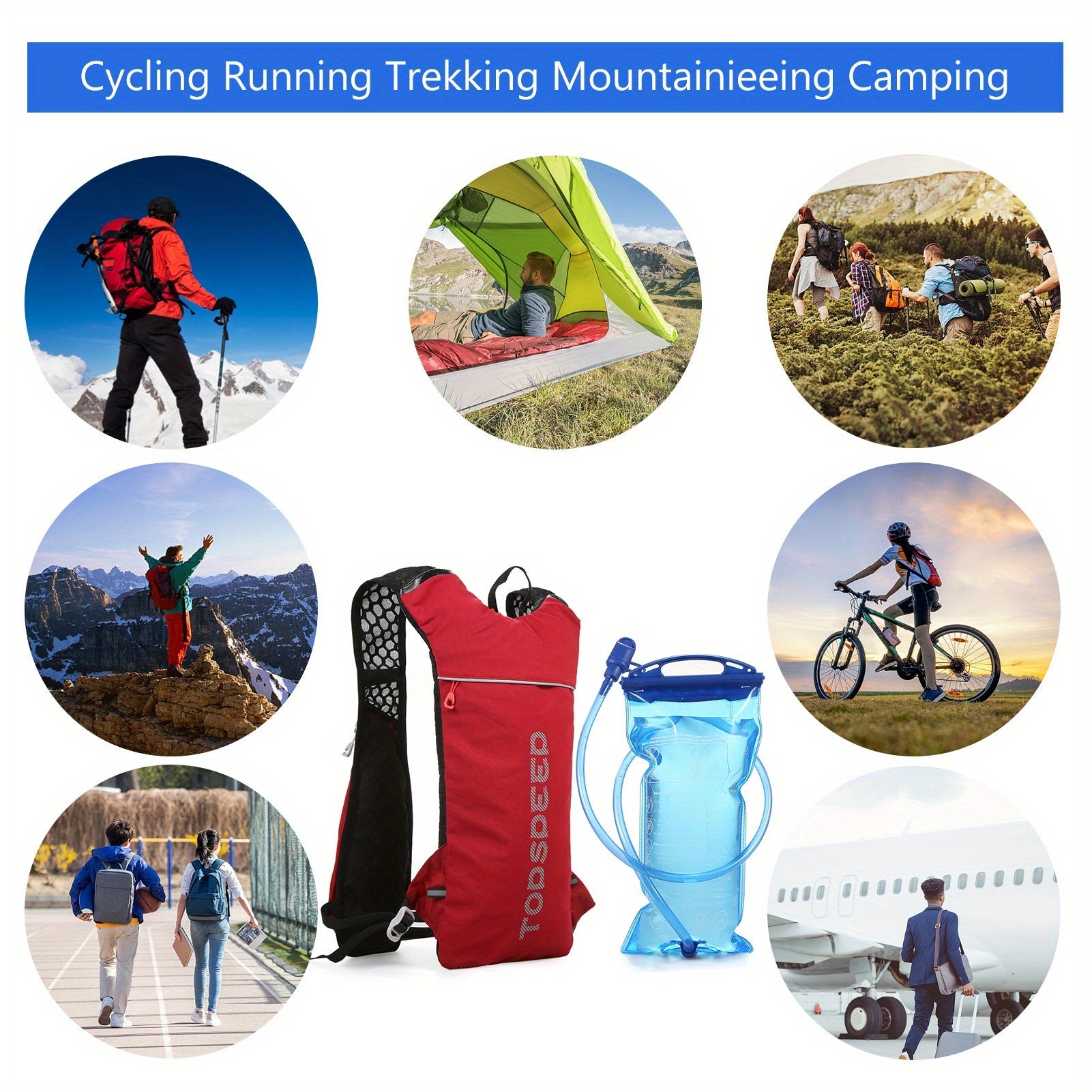 HydroPack Zaino Idratante Leggero - Serbatoio d'Acqua da 2L per Corsa, Ciclismo e Escursionismo