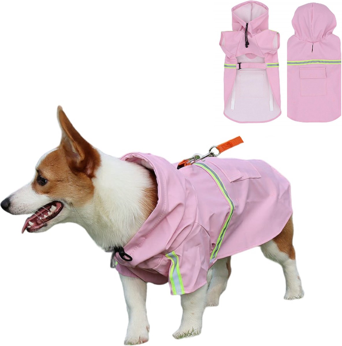 PupJoy - Giacca Antipioggia Riflettente per Cani + Cappuccio - Passeggiata Notturna Sicura