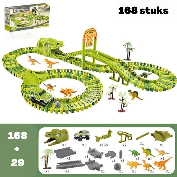 DinoTrack - Set di Giocattoli Dinosauri - Pista a 360 Gradi