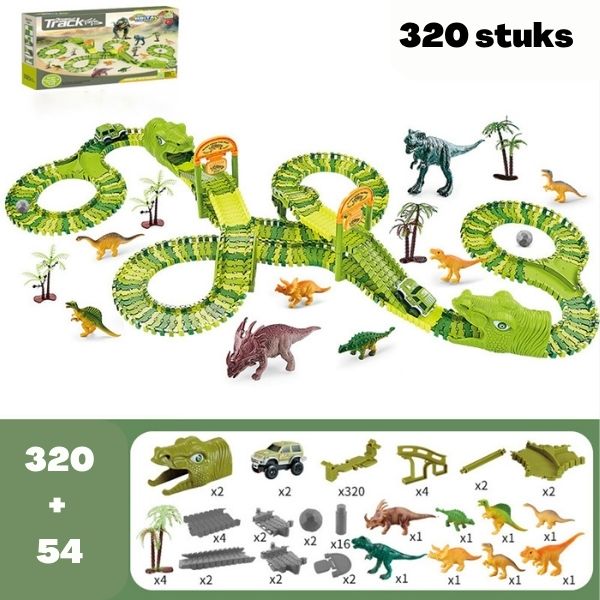 DinoTrack - Set di Giocattoli Dinosauri - Pista a 360 Gradi