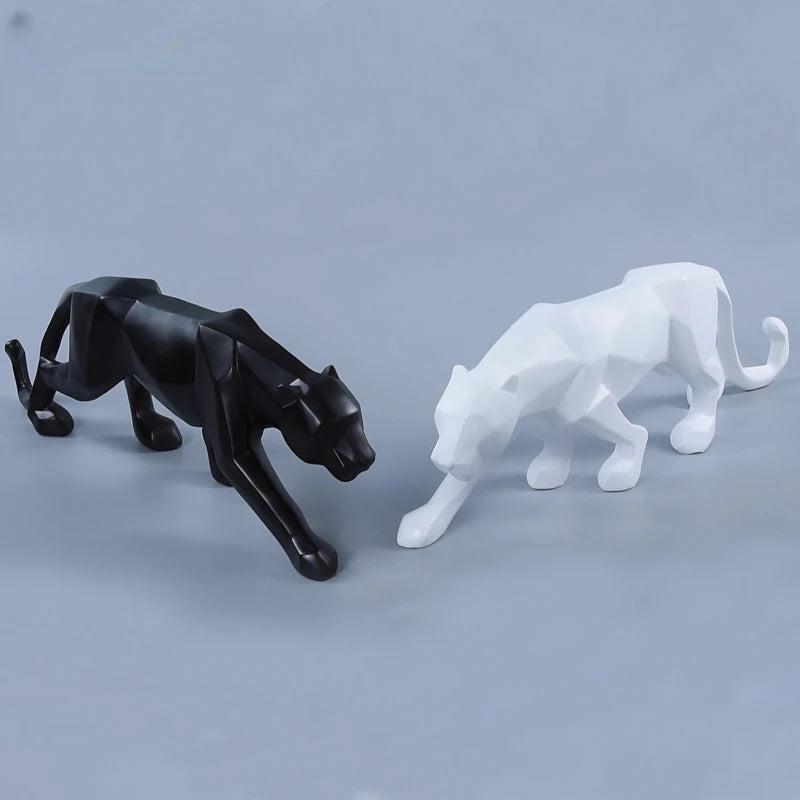 Sculture di Panther Nera e Bianca - Duo di Arte Moderna per il Tuo Interno