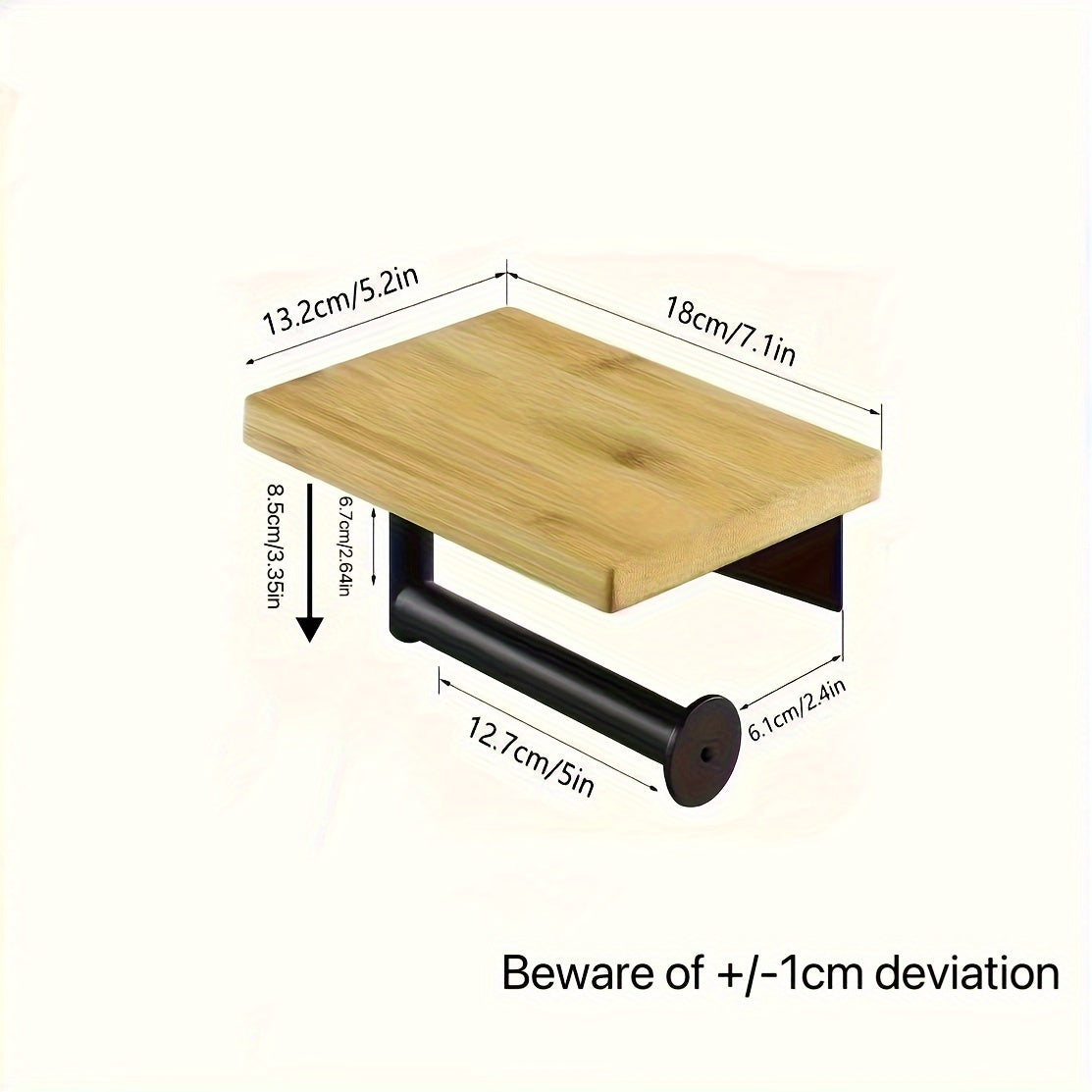 Porta carta igienica in legno con mensola – Ideale per montaggio a parete