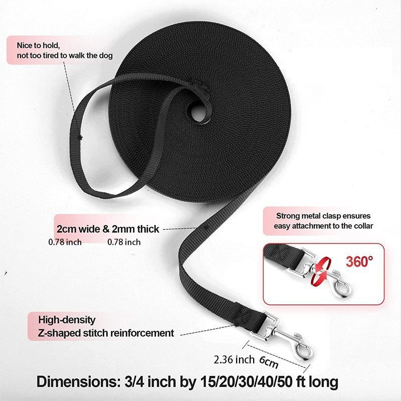 Guinzaglio Lungo in Nylon per Cani – Perfetto per Addestramento e Attività all'Aperto
