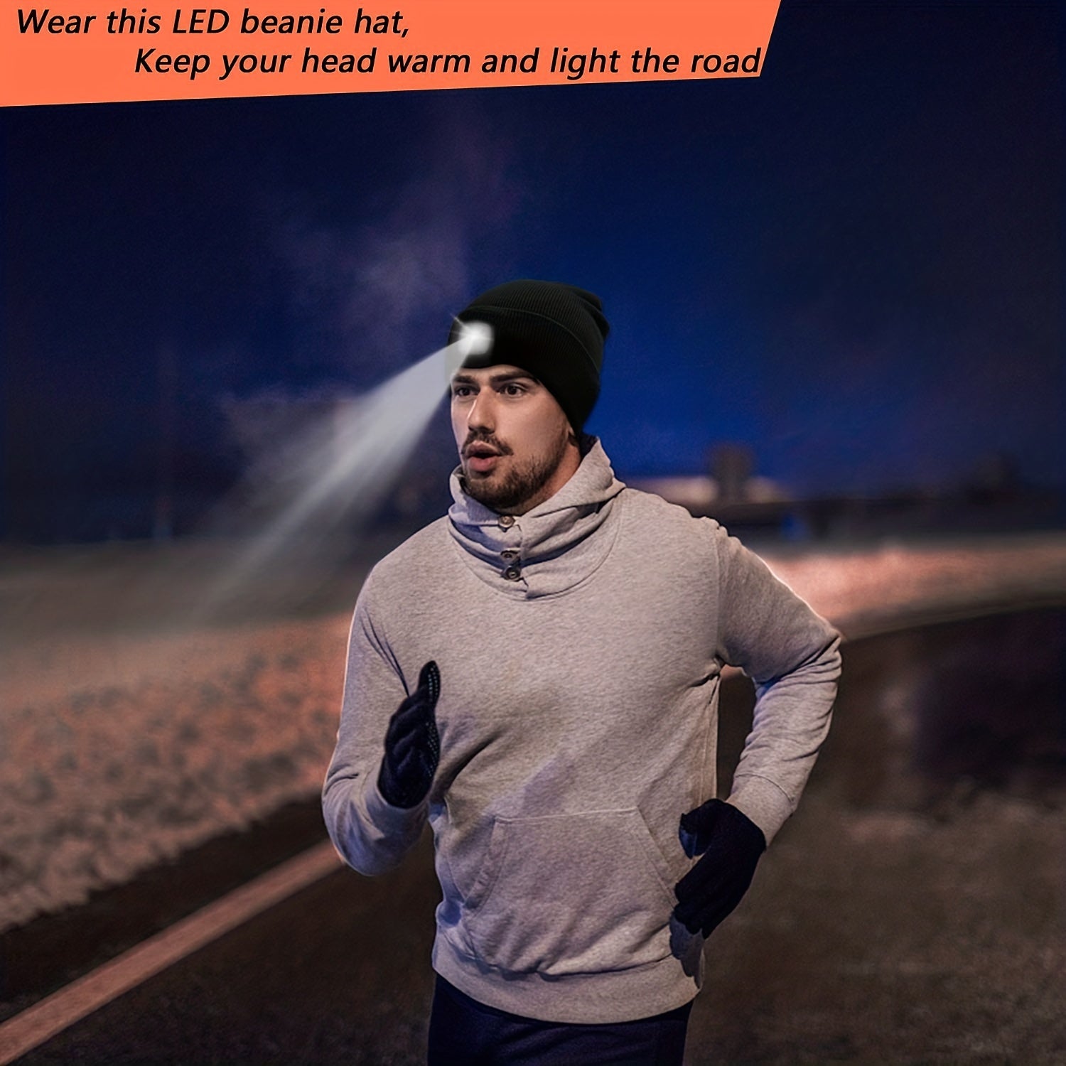 Beanie Unisex con Luce LED – Illuminazione Pratica per Passeggiate Serali