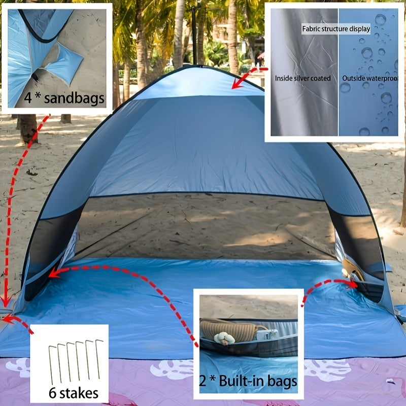 Tenda da Spiaggia Portatile per 2-3 Persone – Protezione UPF 50 e Design Leggero