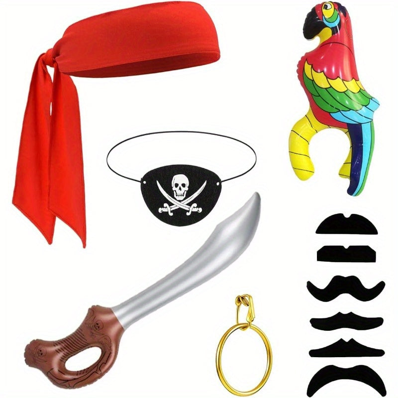 Set Completo di Accessori da Pirata – Con Pappagallo, Occhiale da Pirata e Spada per Costumi