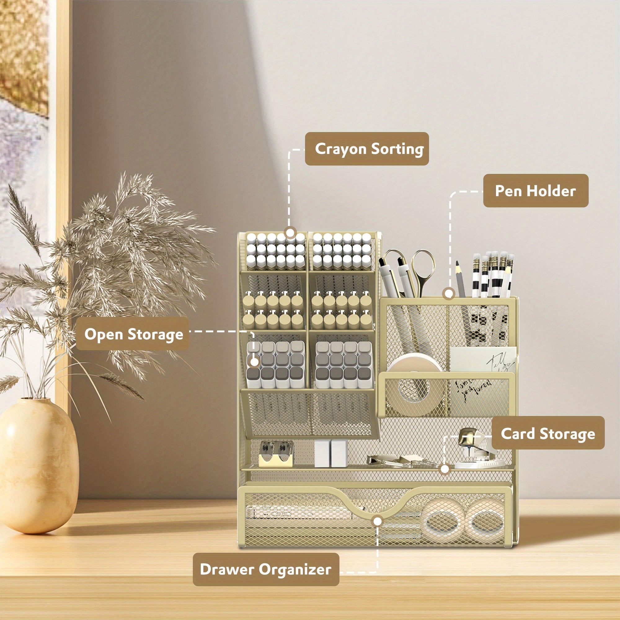 Raffinato Organizzatore da Scrivania - Spazio Multifunzionale per i Tuoi Materiali da Ufficio