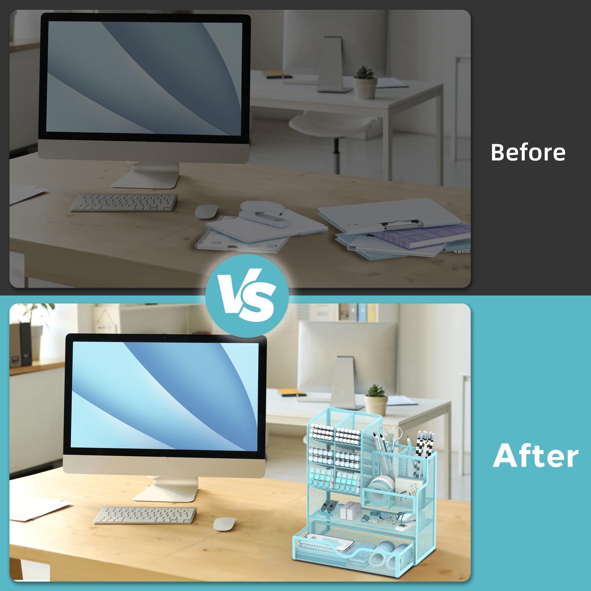 Raffinato Organizzatore da Scrivania - Spazio Multifunzionale per i Tuoi Materiali da Ufficio