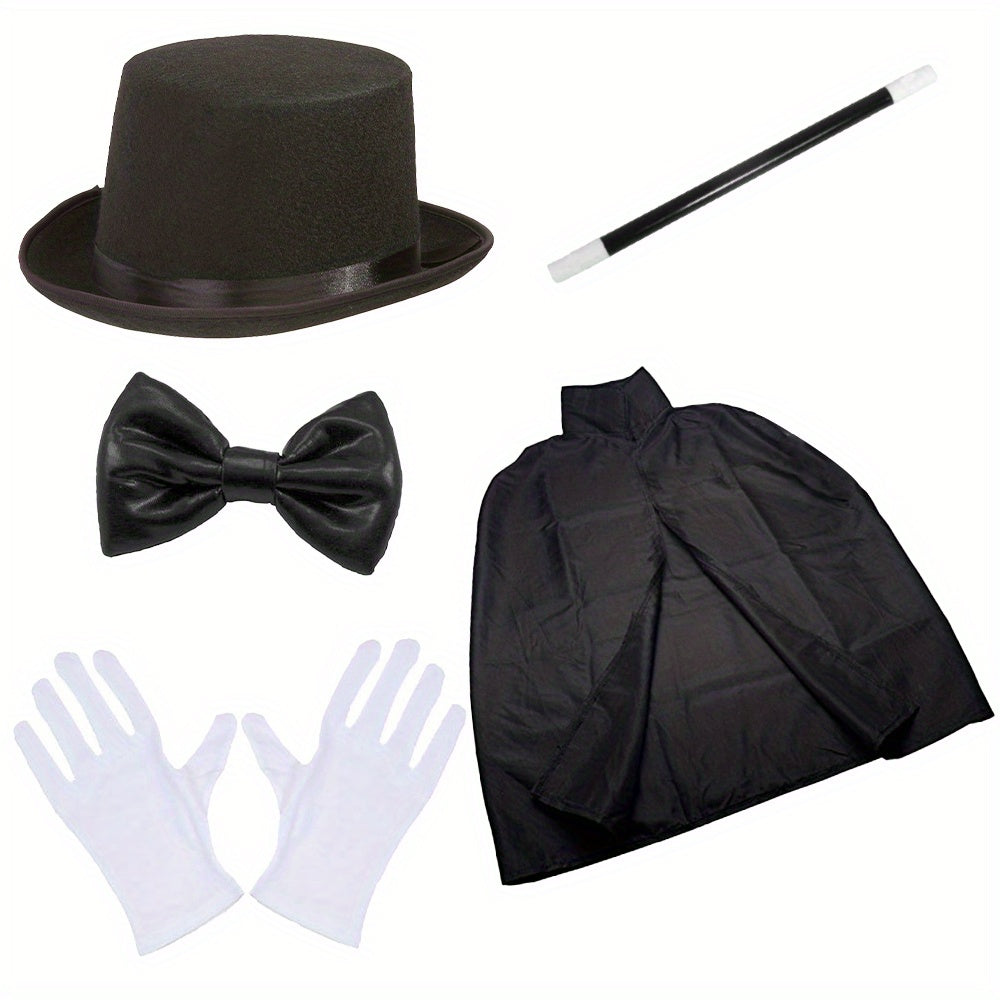 Set Costume da Mago per Trucchi Magici – Inclusi Cappello, Cappa, Bacchetta e Guanti