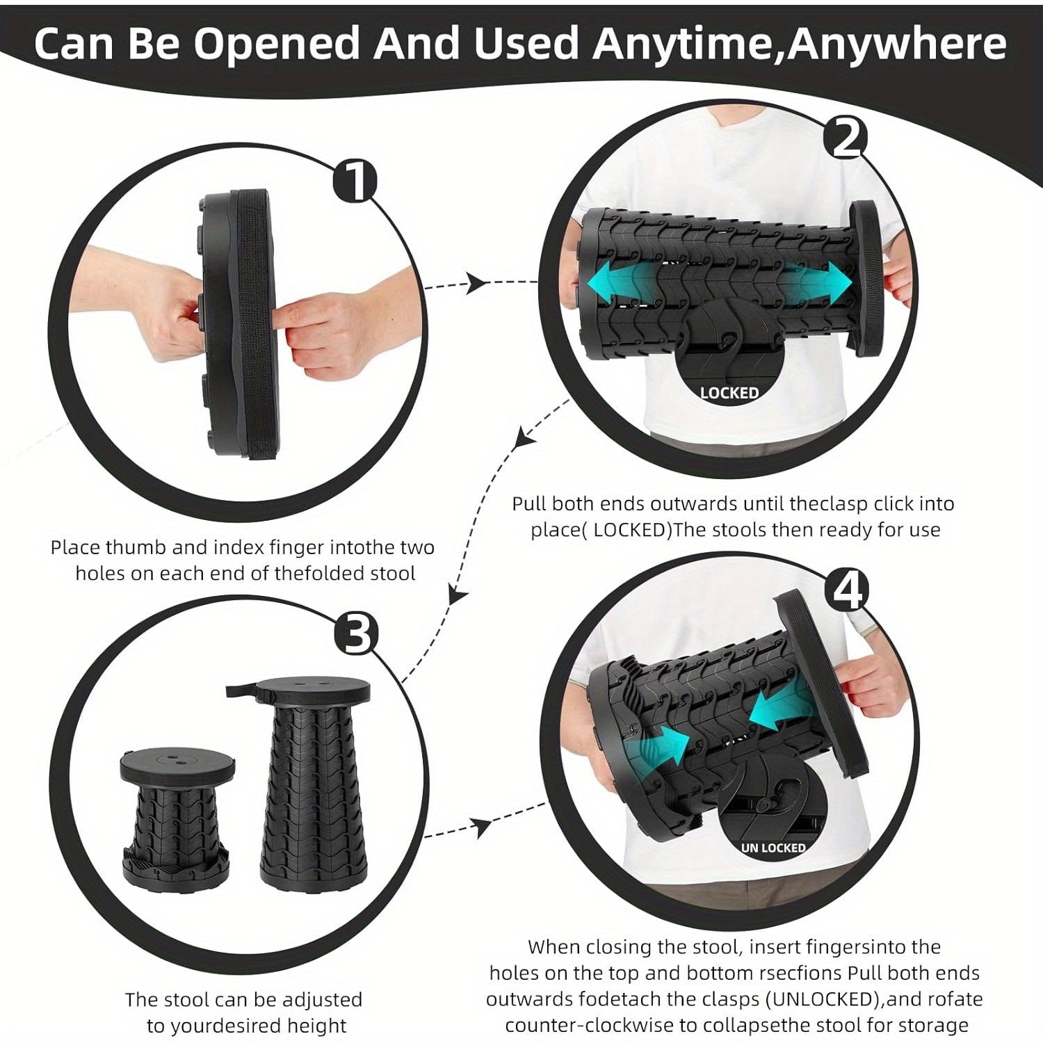 Sedia Pieghevole con Cinghia - Compatta e Robusta per Avventure all'Aperto