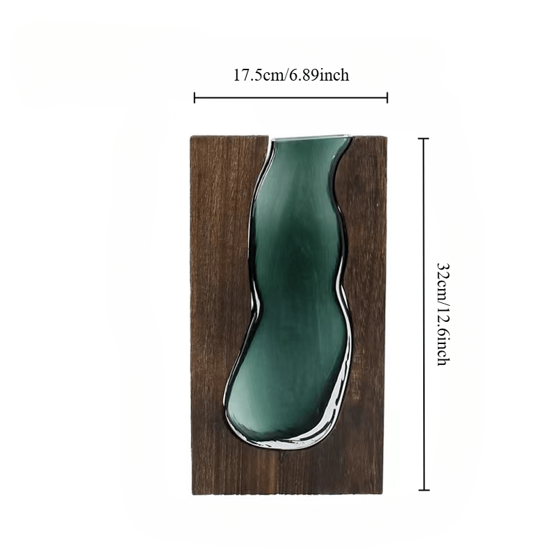 Elegante Vaso di Vetro con Base in Legno - Decorazione Stile per Ogni Ambiente