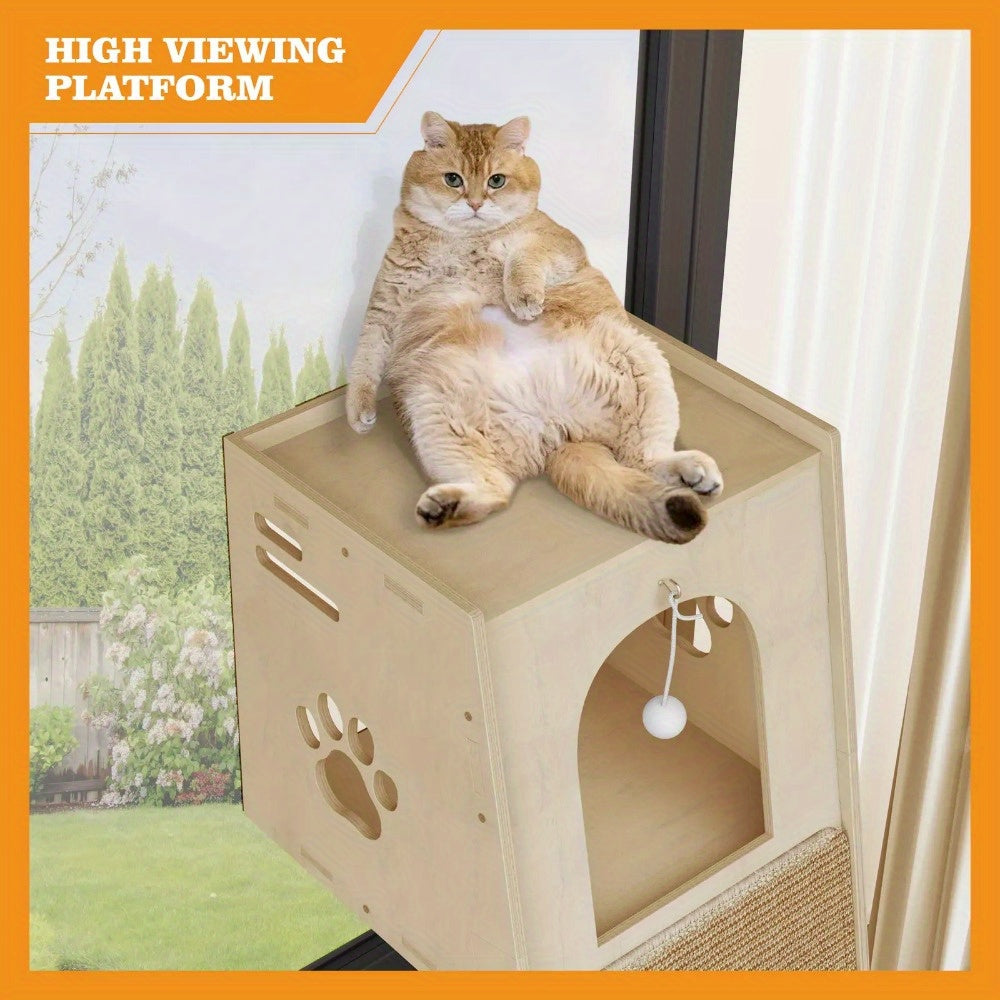 NatureClimb Casa per Gatti in Legno – Mobile Compatto e Giocoso