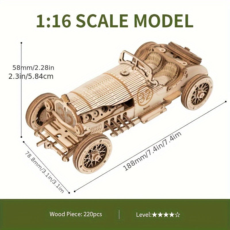 Puzzle Auto Vintage 3D in Legno – Modello Meccanico con Ingranaggi e Design Dettagliato