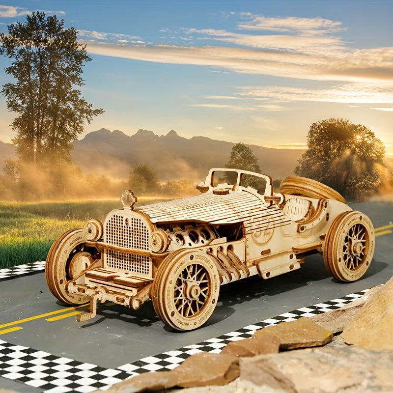 Puzzle Auto Vintage 3D in Legno – Modello Meccanico con Ingranaggi e Design Dettagliato