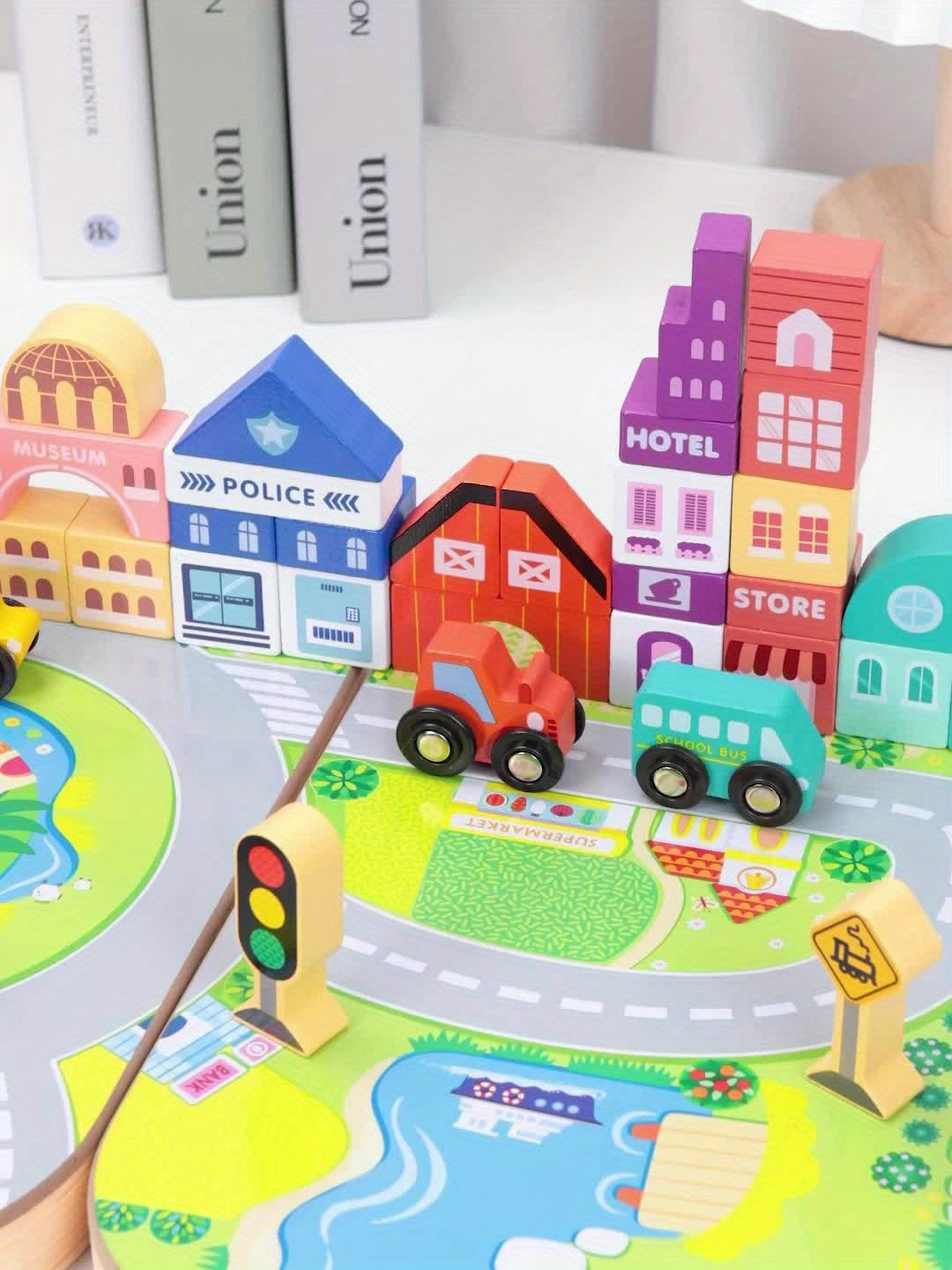 Set di Blocchi di Legno per Costruzioni - Esperienza di Gioco Divertente per Bambini