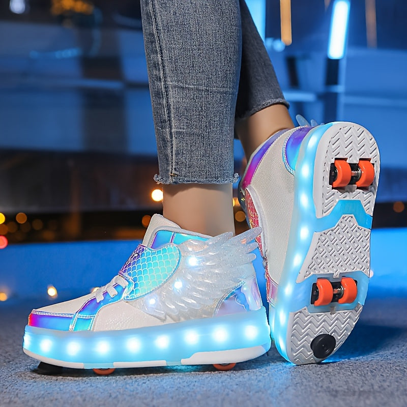 Scarpe da Pattinaggio Luminescenti con Ali – Ricaricabili via USB per Ragazze e Adolescenti