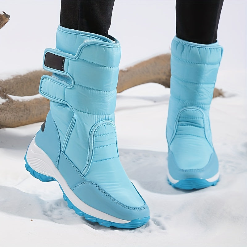 Stivali da Neve Mid-Cut per Donne – Stivali Invernali Caldi con Suola Antiscivolo e Chiusura a Velcro