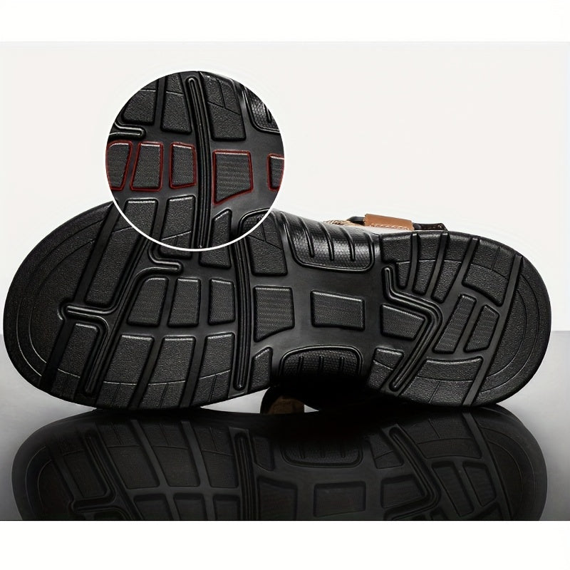 Sandali da Spiaggia in Pelle Premium per Uomo – Regolabili e con Ammortizzazione