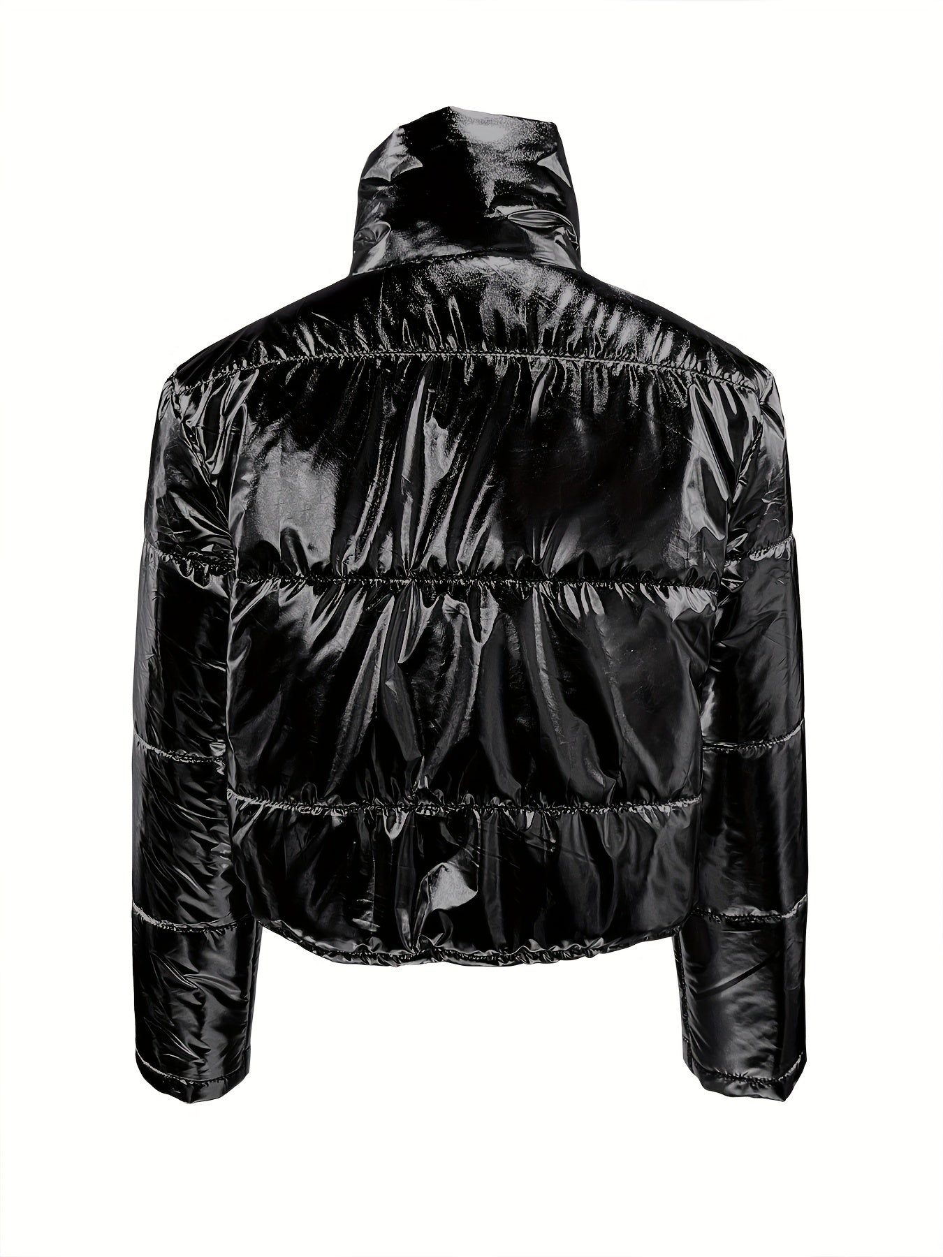 Giacca Corto Lucida con Zip - Giacca Invernale Calda e Stilosissima per Donne