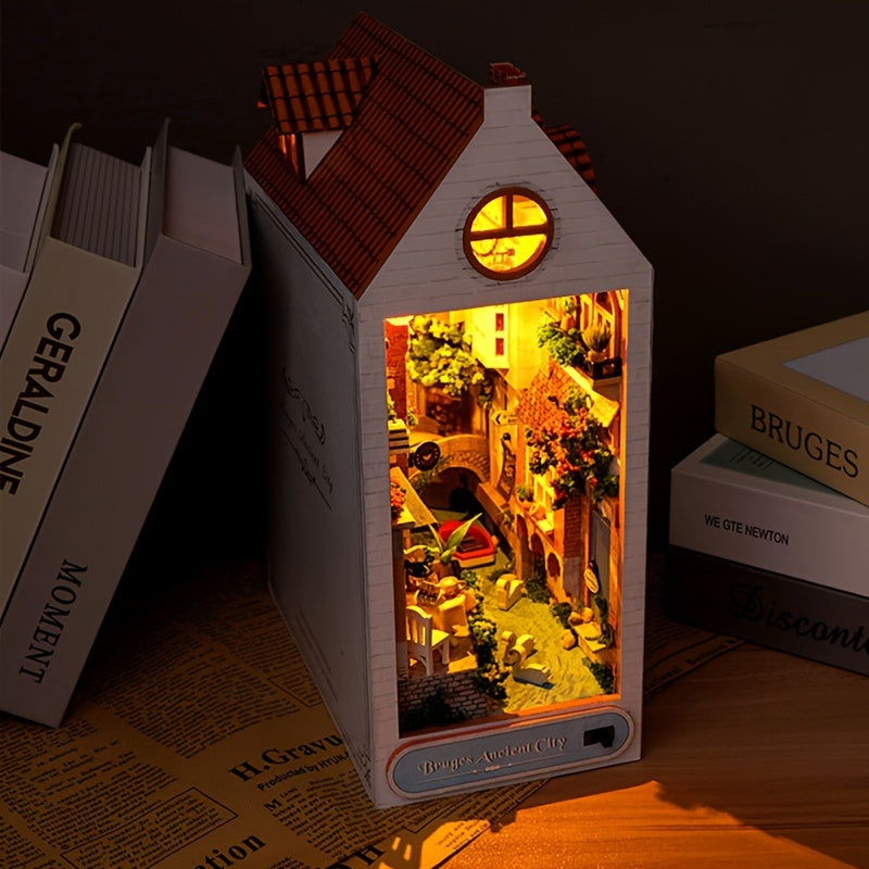 DIY Brugge Casa Porta Libri – Modello in Legno 3D della Vecchia Città