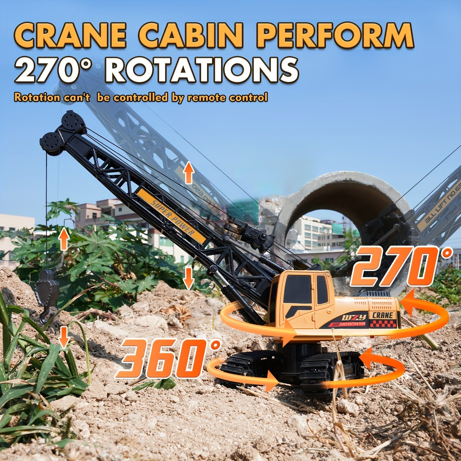 MegaLift RC Gru - Potente Gru da Cantiere Radiocomandata a 360°
