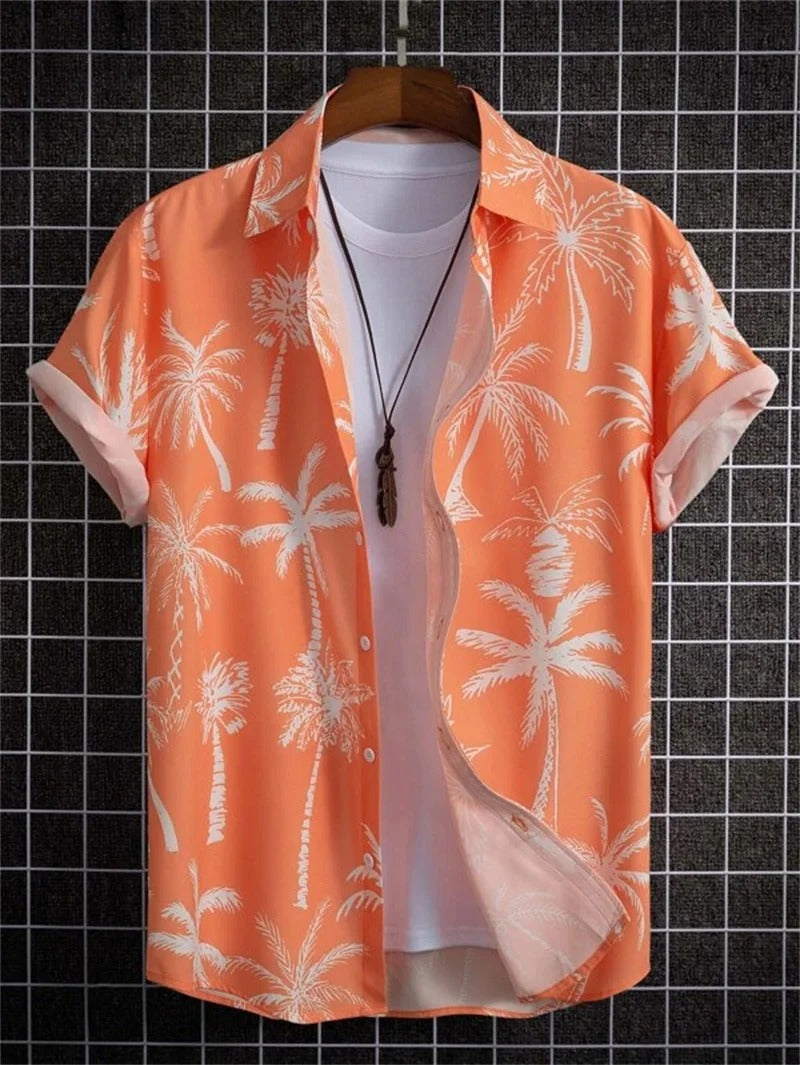Camicia TropicWave con Stampa di Palma – Fresca e Stilos per Uomini