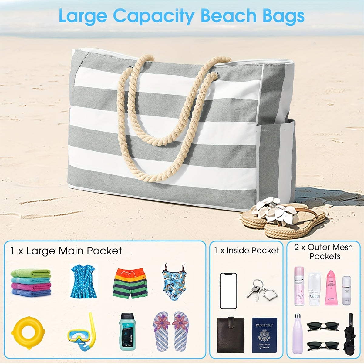 Borsa da Spiaggia Trendy con Stampa Foglia - Ampia, Resistente e Perfetta per le Vacanze